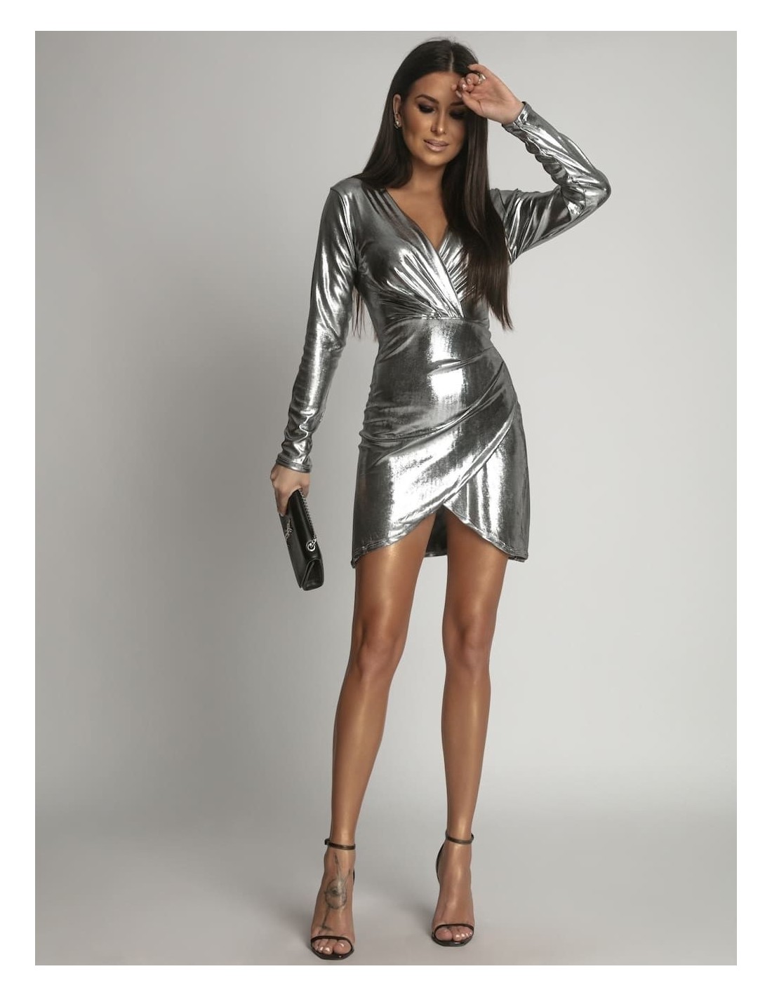 Glamor dress for a special occasion, silver 7646 - Online store - Boutique